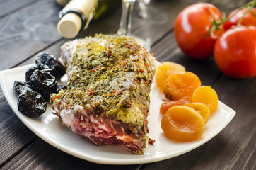 Meat with dried apricots and prunes