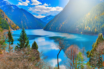 View of Long Lake at autumn day time.