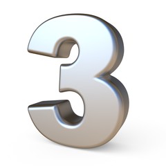 Metal font NUMBER THREE 3 3D