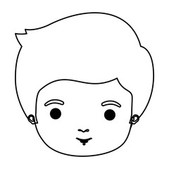 silhouette closeup front view guy with hairstyle vector illustration