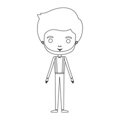 silhouette caricature groom guy in wedding formal suit with beard vector illustration