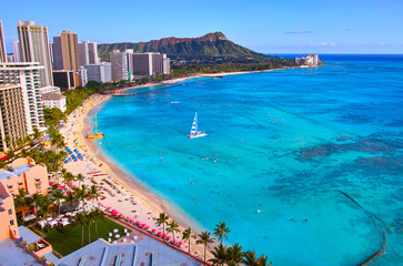Naklejka premium Hawajska plaża Waikiki