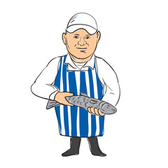 Fishmonger Selling Fish Drawing