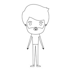 silhouette caricature thin man in clothes with long beard vector illustration