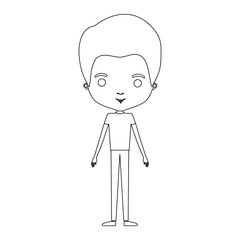 silhouette caricature thin guy in clothes with hairstyle vector illustration