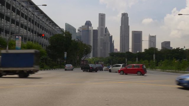 day time singapore famous hotel bridge view panorama 4k 
