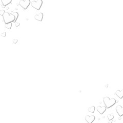 Beautiful white paper hearts. Frame corners on white background. Vector illustration.