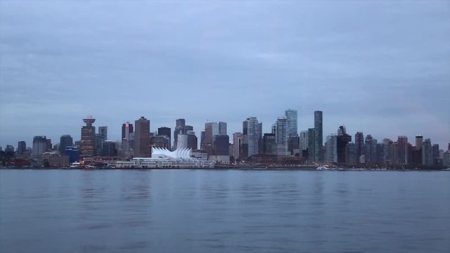 Vancouver panoramic downtown dusk waterfront 