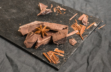 Chocolate against black background