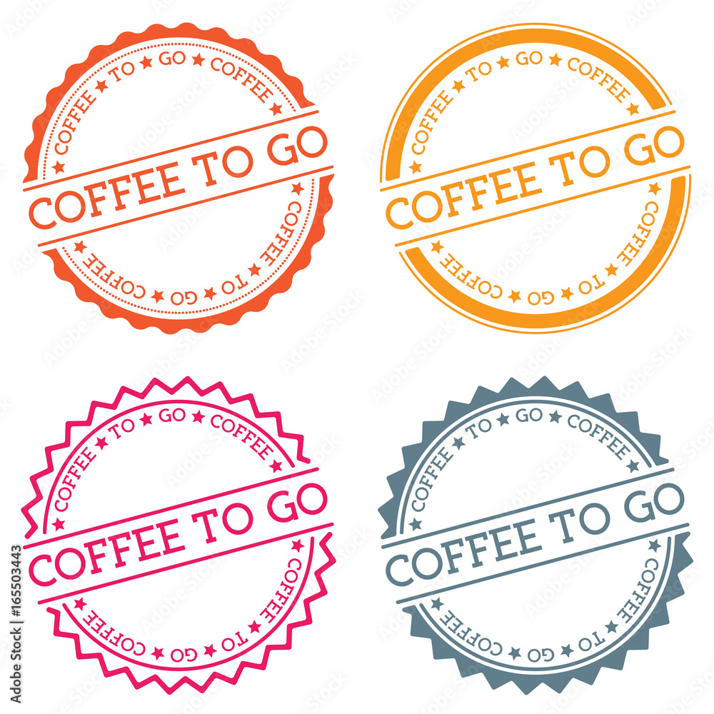 Poster coffee to go badge isolated on white background. flat style round label with text. circular emblem v
