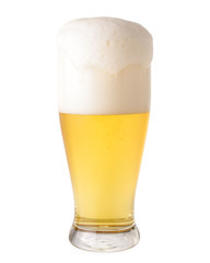 Cold beer in glass isolated on white background.