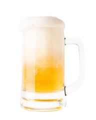 Cold beer in glass isolated on a white background.