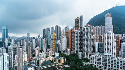 Naklejka premium aerial view of Hong Kong apartment block in China.