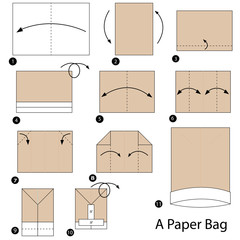 step by step instructions how to make origami A Paper Bag