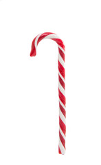 Christmas decoration. Traditional holiday candy cane isolated on white.