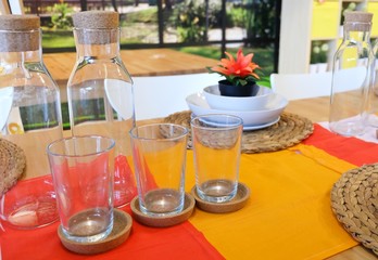 Set of Empty Glass with Glass Bottle