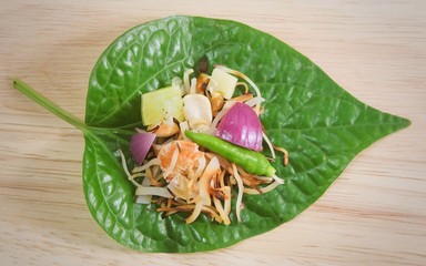 Betel Leaf Wrapped Bite Size of Thai Appetizer