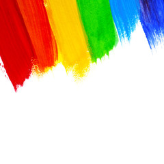 Abstract acrylic hand painted background. Watercolor rainbow flag. Symbol of lgbt, peace and pride.