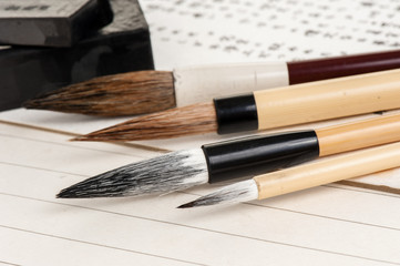 closeup writing brush