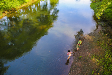 Thai women and man are traveling