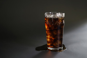 Glass of water on Black background.