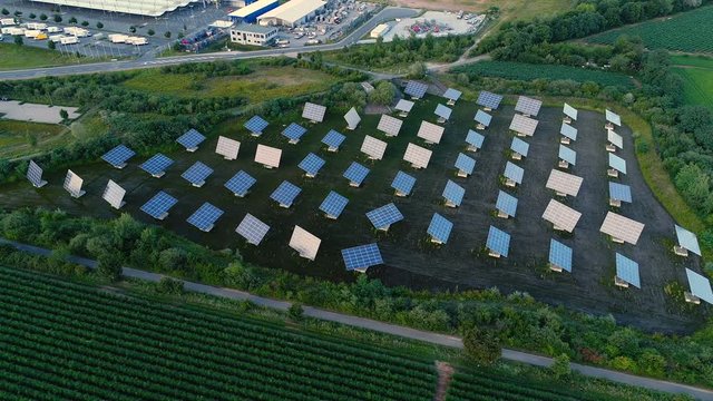 Solar energy plant - solar panels out of alignment