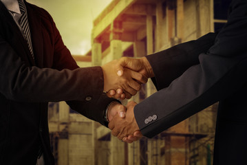 Handshake, investment co-operation, construction business