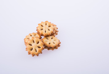 cookie biscuits with filling on background