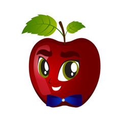 illustration of winking apple smiley on a white