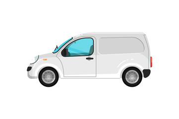 Cargo minivan isolated icon. Trucking business object, commercial transport and logistics, side view auto vehicle isolated vector illustration.
