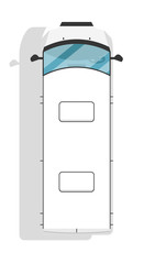 Top view modern minivan icon. Comfortable auto vehicle, people city transport isolated vector illustration in flat design.