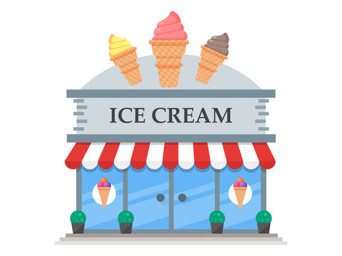 Ice Cream Store Icon Vector Flat Shop