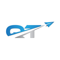 Naklejka premium QT initial letter logo origami paper plane