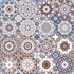 Set of octagonal and square ornaments. Decorative vector elements for textile, book covers, manufacturing, print, gift wrap. Oriental and ethnic motifs in design patterns.