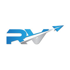 Fototapeta na wymiar RV initial letter logo origami paper plane