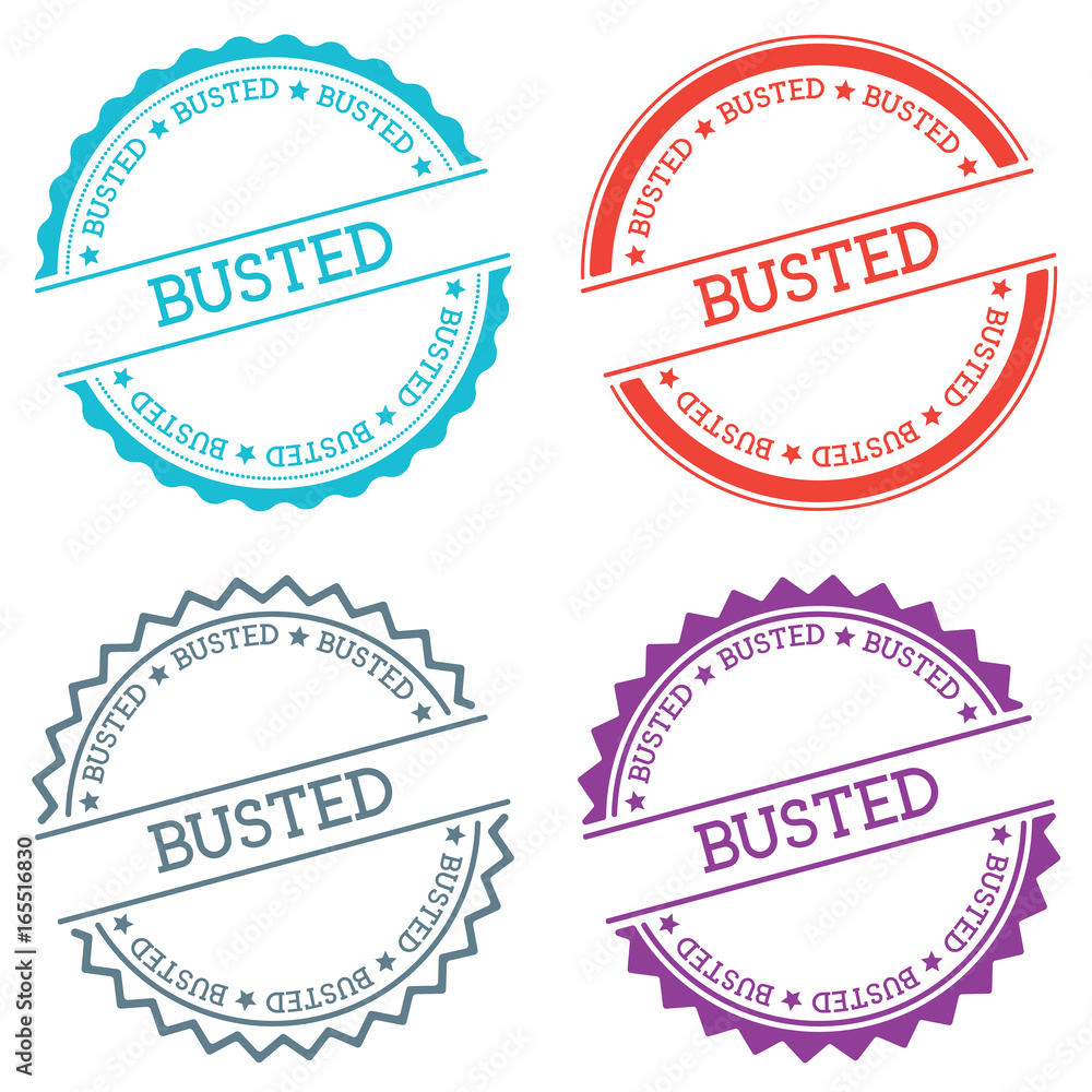 Poster busted badge isolated on white background. flat style round label with text. circular emblem vector 