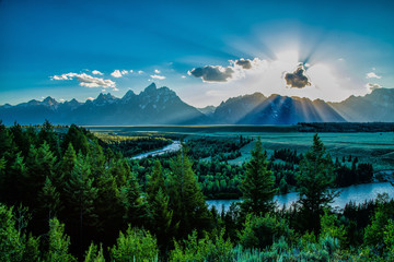 Teton Range and Snake River in Afternoon Light