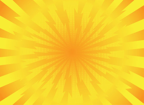 yellow rays pop art comic style background. retro vector illustration