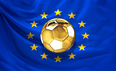 Europe football ball soccer golden 3d rendering