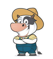 Cow farmer with folded hands