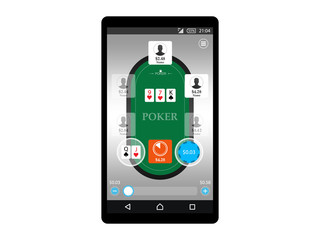 Online mobile poker game app concept vector illustration design