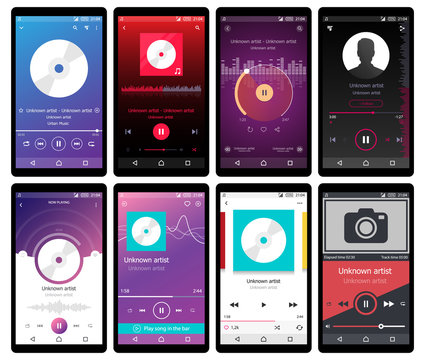 Music Player Interface on mobile phone vector illustration