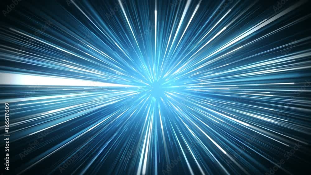 Poster radial blur blue rays. computer generated abstract seamless loop motion background. 4k (4096x2304)