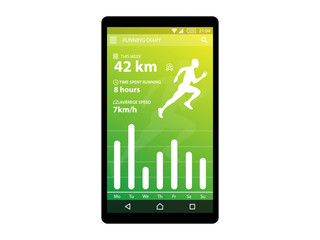 Running App Concept Fitness tracker app graphic user interface Vector