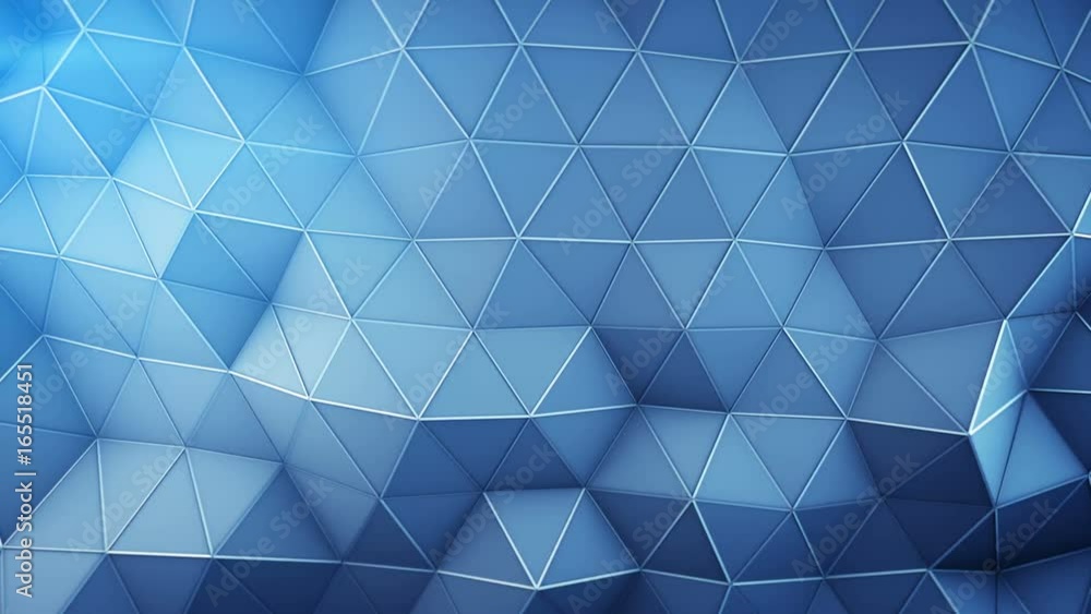 Poster polygonal techno blue surface. semless loop smooth animation with motion blur. abstract geometric 3d