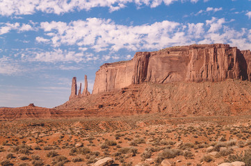 Rocks of the Monument Valley and the blue sky. Utah, USA