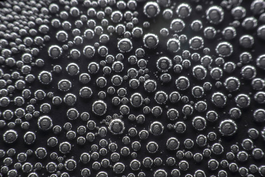 Close up Drop water on black floor