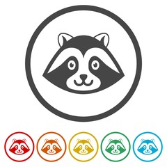 Silhouette of a raccoon icons set - Illustration 