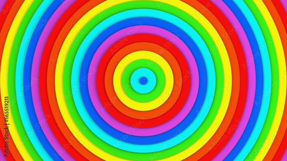 Poster bright rainbow concentric circles. seamless loop smooth 3d animation. abstract background 4k uhd (38