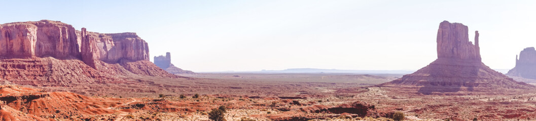 Monument Valley in the early morning. Rocks and hot sand
